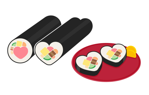 ハート恵方巻イラスト素材