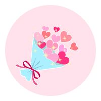 サムネイルピンク背景ハートの花束