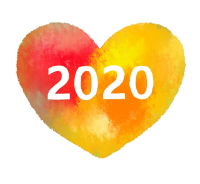 2020白文字赤黄ハート