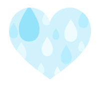 雨粒模様ハート水色大粒