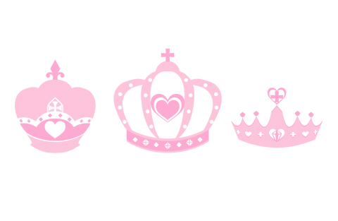 480王冠イラストフリー素材ピンクハートデザイン
