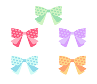 ハート模様のリボンイラスト