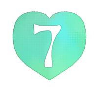 手描き数字7緑色のハート