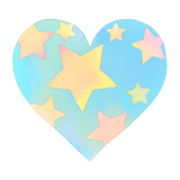 水彩星模様ハートブルー