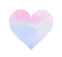 水彩風ハート　水色に紫とピンクが混色