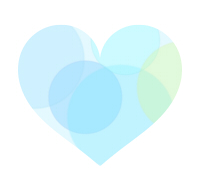 半透明丸模様の水色ハート