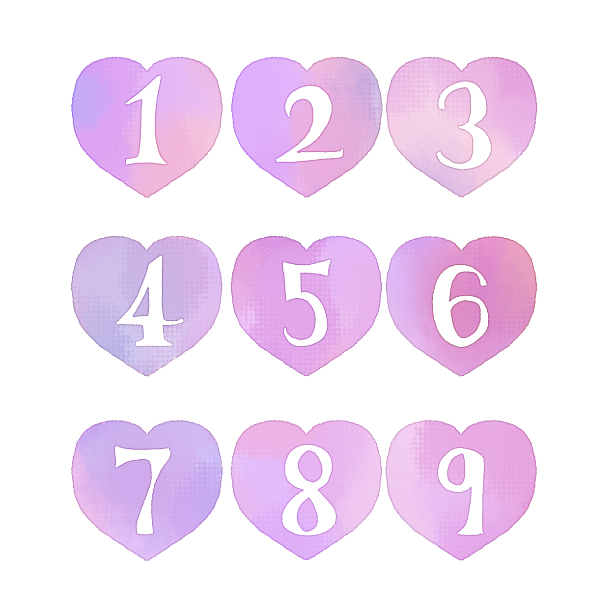 手描き数字が白抜きされたハート素材 ピンク ハートの素材屋