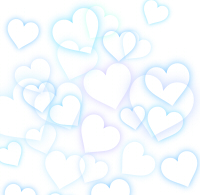 散らばる白抜きのハート模様ブルー