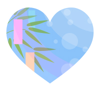 笹の葉と短冊の七夕ハートイラスト素材