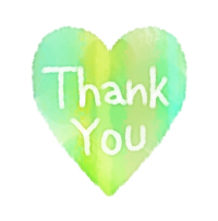 200サンキュー素材ハート水彩風グリーン