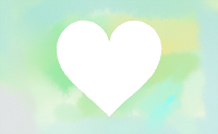 水彩風白抜きハートマークグリーン