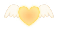 白い羽つきハートマーク黄色