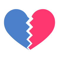 ひび割れ二色ハートピンクとブルー