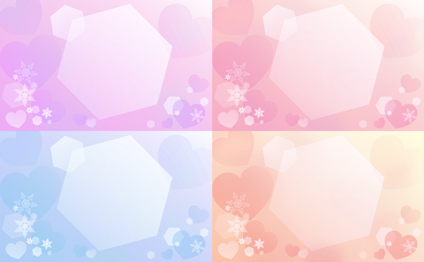 背景素材雪の結晶と六角形とハート"