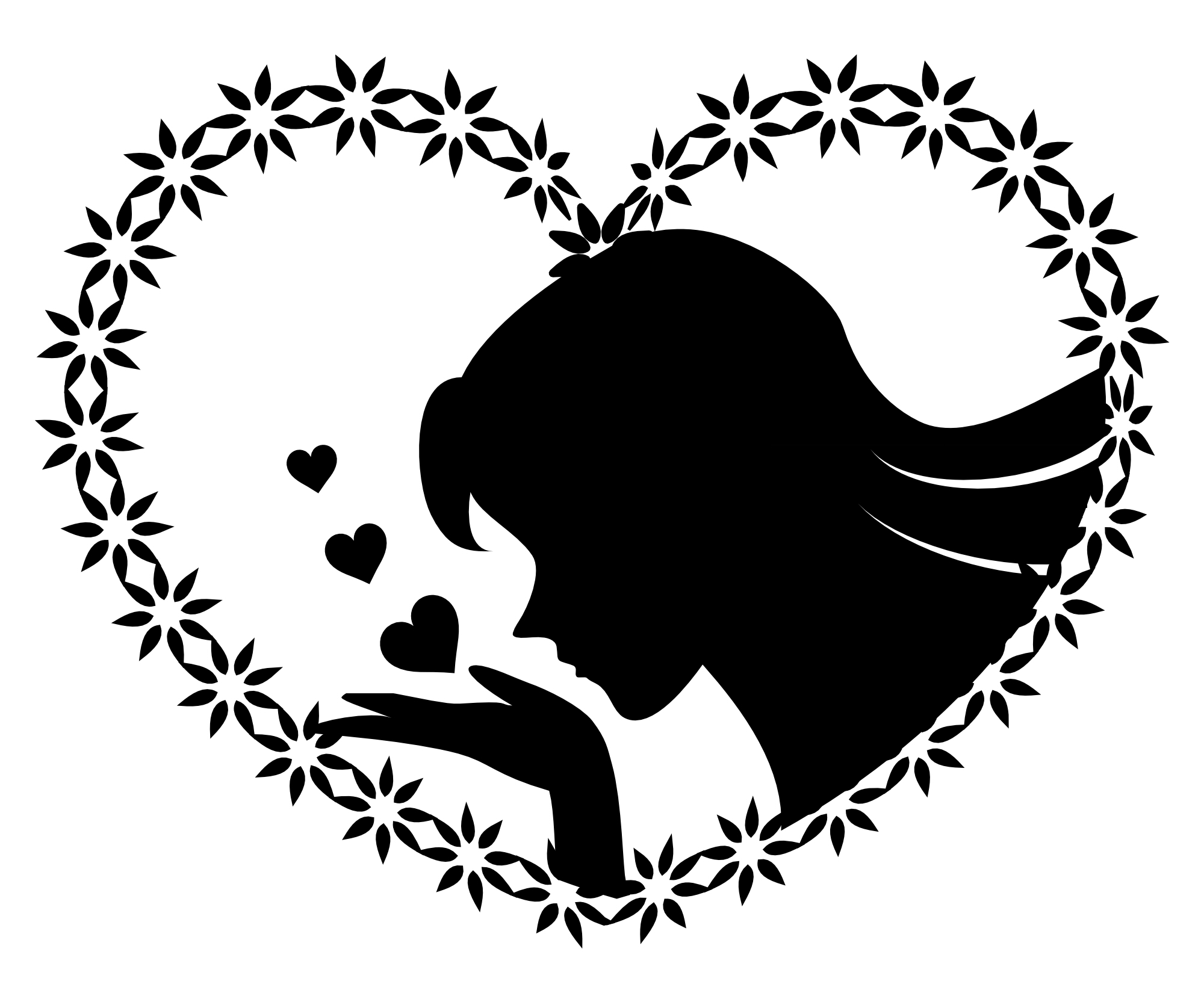 投げキッスをする女性の白黒シルエットイラスト ハートの素材屋 投げキッスをする女性の白黒シルエットイラスト ハートの素材屋