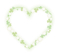 シロツメクサとクローバーの透過ハートフレーム右