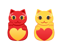 赤い招き猫と黄色い招き猫のイラストフリー素材