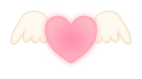 白い翼とハートマークピンク