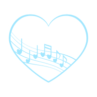 音符ハートフレームブルー