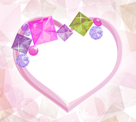 480キラキラ石ハートフレームピンク