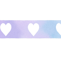 水色と紫色が混ざった水彩風ラインに白抜きのハートマーク