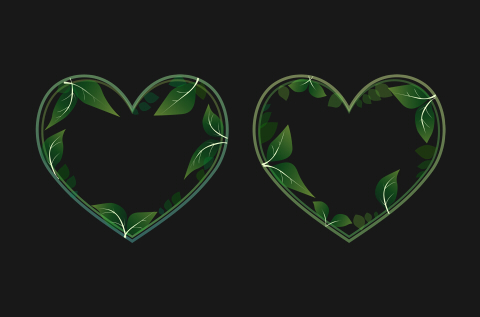 サンプル葉っぱのハートフレームセット