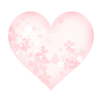 透過イラスト素材透け透けの桜とハート右
