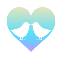 小鳥のつがいシルエットハートマークブルー