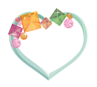 キラキラ石ハートフレームグリーン背景なし