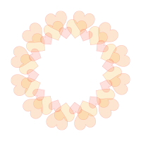 オレンジ色半透明ハートの円フレーム