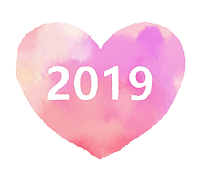 2019ハート素材水彩風ピンク