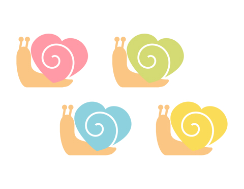 カタツムリイラストのフリー素材　ハート型の殻