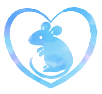 水彩風ネズミイラスト素材水色