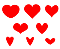 赤いハートのシルエットフリー素材