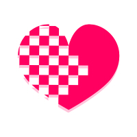 市松模様ハートマークピンク03