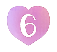 200手描き数字6のハート素材