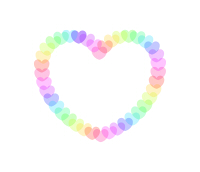 連なる小さなハートのフレームカラフル01
