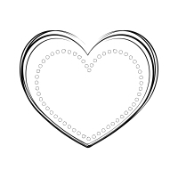 丸の二重枠かすれたハートフレーム黒一色