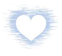 白抜きハートマークかすれた青色