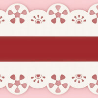 細め赤リボン白レース縁取りのライン素材