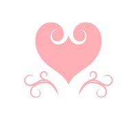 ピンクのハートと蔓模様の装飾