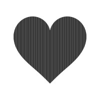 濃いグレーのストライプ模様が入ったハート