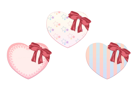 赤いリボンななめがけハートイラスト素材