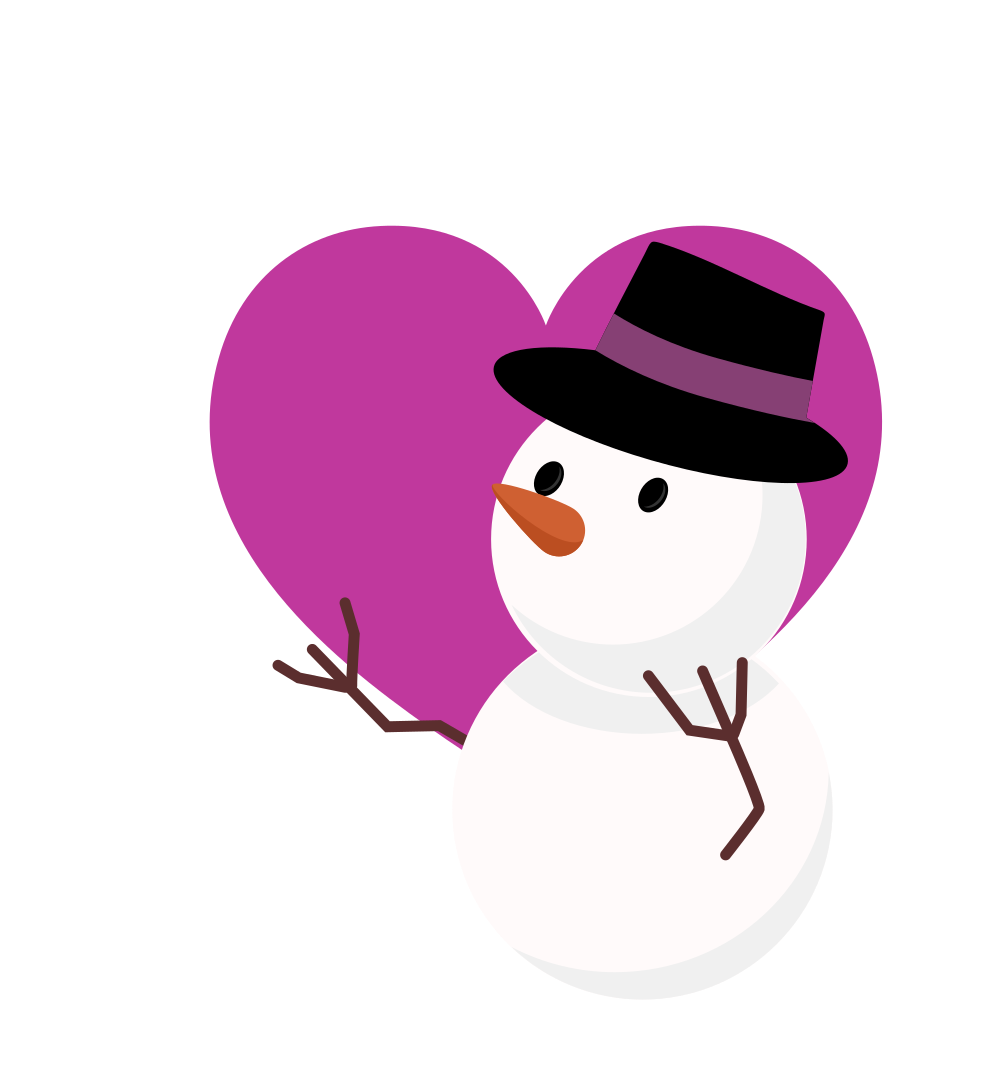 雪だるまとハートのフリーイラスト素材 ハートの素材屋 雪だるまとハートのフリーイラスト素材 ハートの素材屋