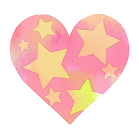 水彩星模様ハートピンク
