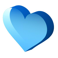 透明感のある立体Heart水色