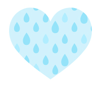 雨粒模様ハート水色小粒