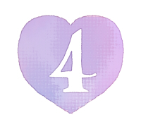 200手描き数字4のハート素材