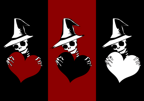 ハロウィン素材ガイコツハート