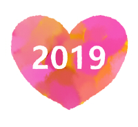 2019ハート素材水彩風濃いピンク